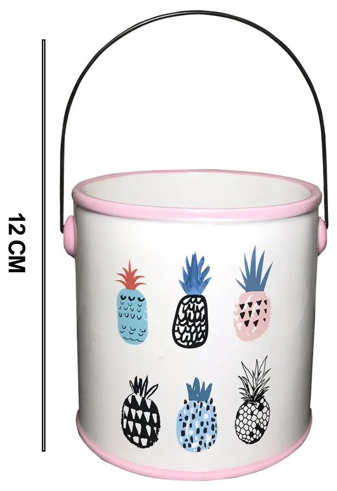 Vaso Decorativo em Cerâmica com Alça 12cm - D'Rossi