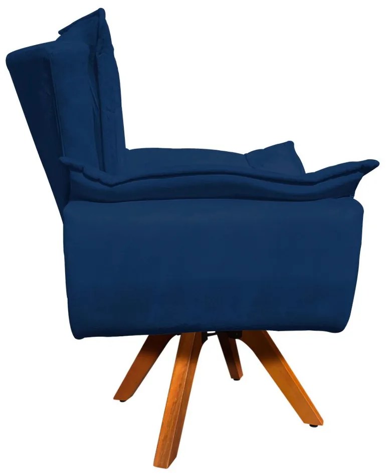 Poltrona Sala de Estar Giratória MM30 Opala Suede Azul Marinho