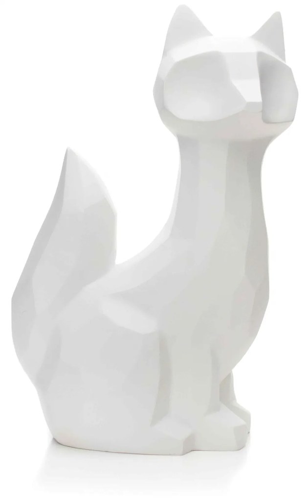 Escultura Decorativa Raposa Em Resina Branco Mate 25x16 Cm - D'Rossi