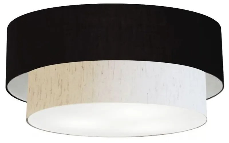 Plafon de Sobrepor Cilíndrico SP-3065 Cúpula Cor Preto Linho Bege