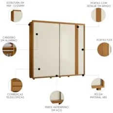 Guarda Roupa Casal 240cm 2 Portas Aline Flex A02 Off/Sálvia - Mpozenat