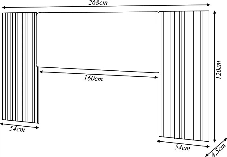 Cabeceira de Casal Arendel 2,68m Ripado Tecido Linho com LED Nature/Cinza G98 - Gran Belo