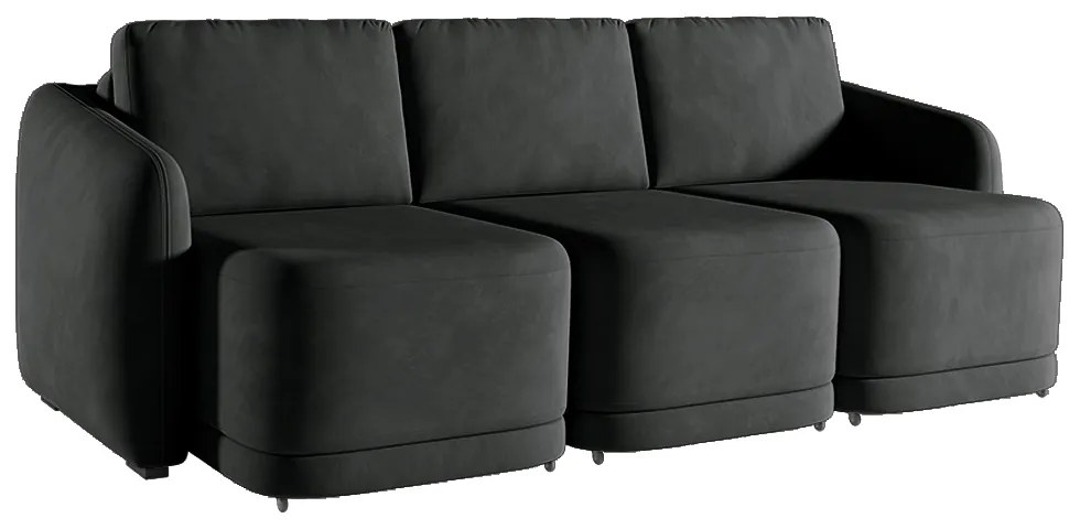 Sofá Cama Modulado Retrátil e Reclinável Decorativo Varsóvia 306cm Veludo Cinza Chumbo G33 - Gran Belo