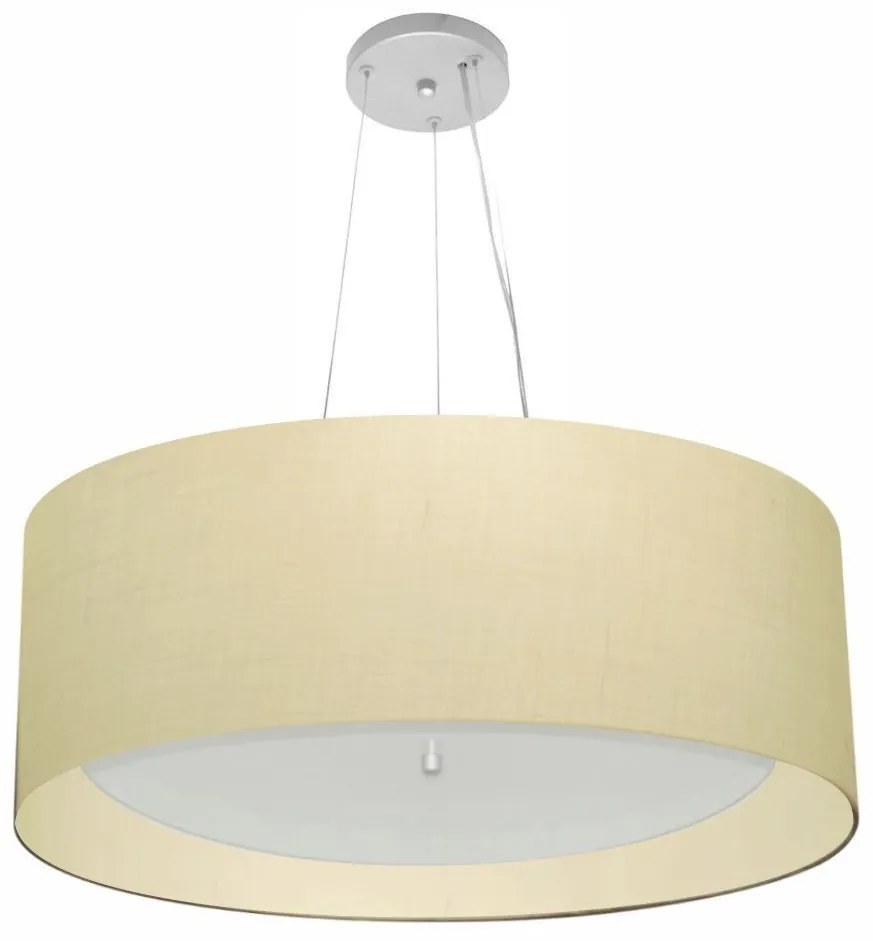 Lustre Pendente Cilíndrico Md-4142 Cúpula em Tecido 80x30cm Algodão Crú - Bivolt