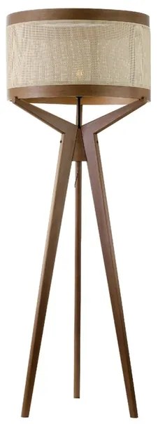 Luminaria De Piso Madeira Palha Natural Castanho Navi