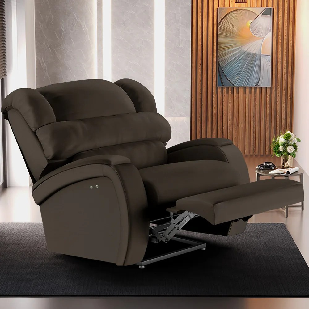 Poltrona do Papai Reclinável Napoli Power Touch Massagem PU FH1 - D'Rossi - Marrom