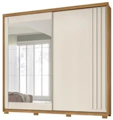 Guarda Roupa Casal 2 Portas de Correr e Espelho 242cm Lara Z17 Freijó/