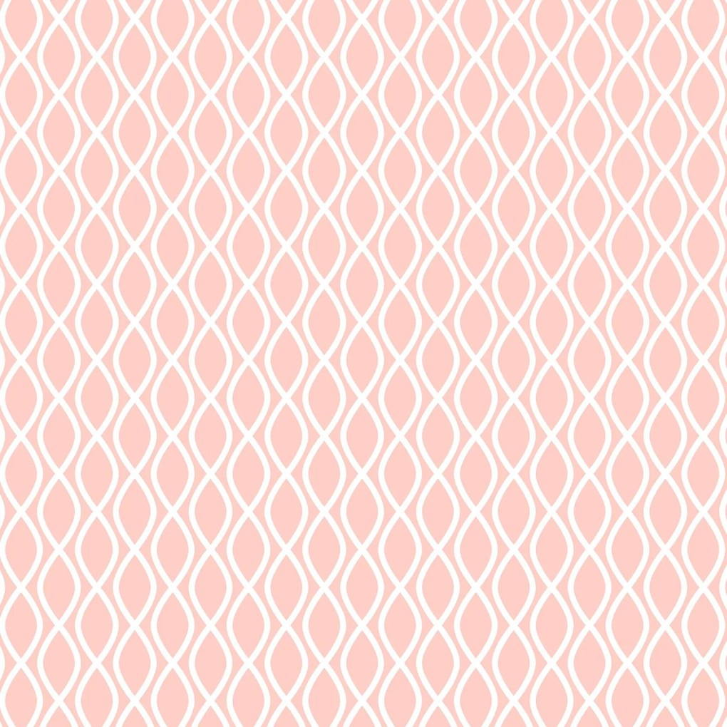 Papel de Parede Geométrico Rosa e Branco 0.52m x 3.00m
