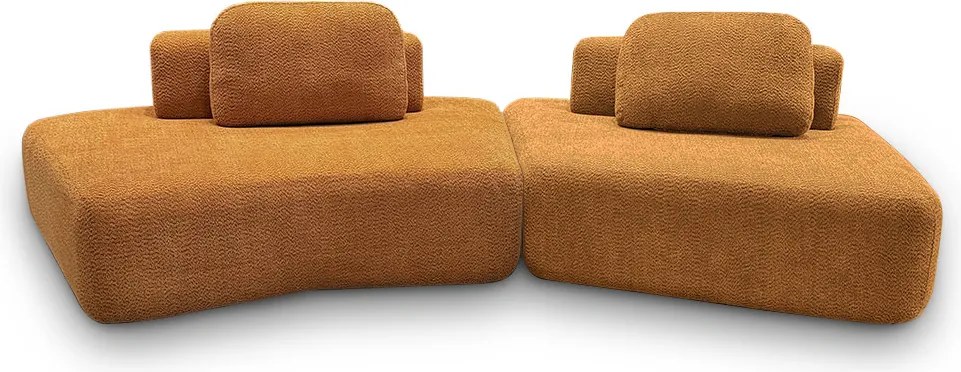 Sofá Ilha Sala de Estar Modulado Dakota Encosto Almofadas Soltas Bouclê Rústico Terracota G33 - Gran Belo
