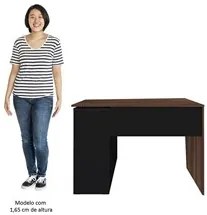 Mesa Escrivaninha 2 em 1 com Nichos Arbo A06 Ipê/Preto - Mpozenato