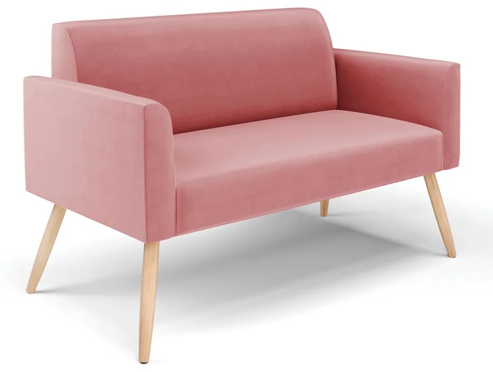 Sofá Namoradeira com Poltrona Pés Palito Natural Marisa Suede D03 - D'Rossi - Rose