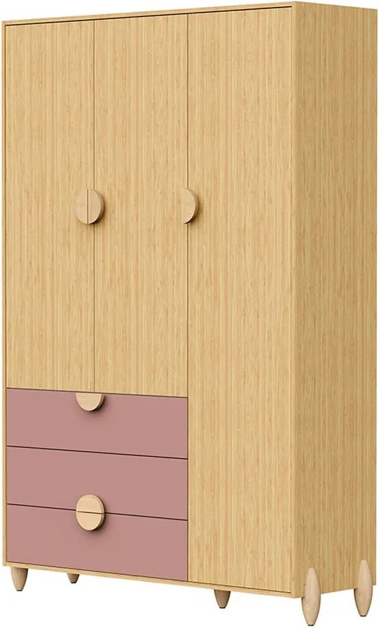 Guarda-Roupa Gracia 3 Portas - Rose e Naturale