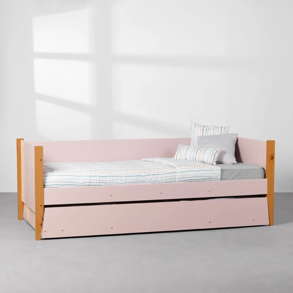 Bicama Noah com Pés Mel - Rosa Fosco - Bicama Sofá Noah com Pés Mel - Rosa Fosco