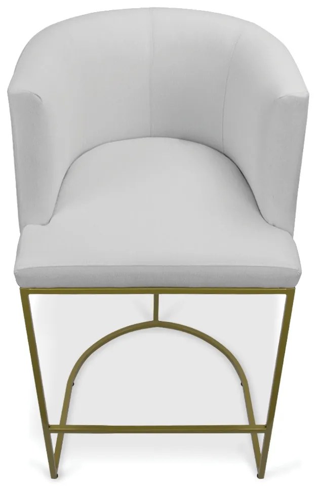 Kit 2 Banquetas Paola Linho Cinza A05 Base Metálica Dourada - D'Rossi