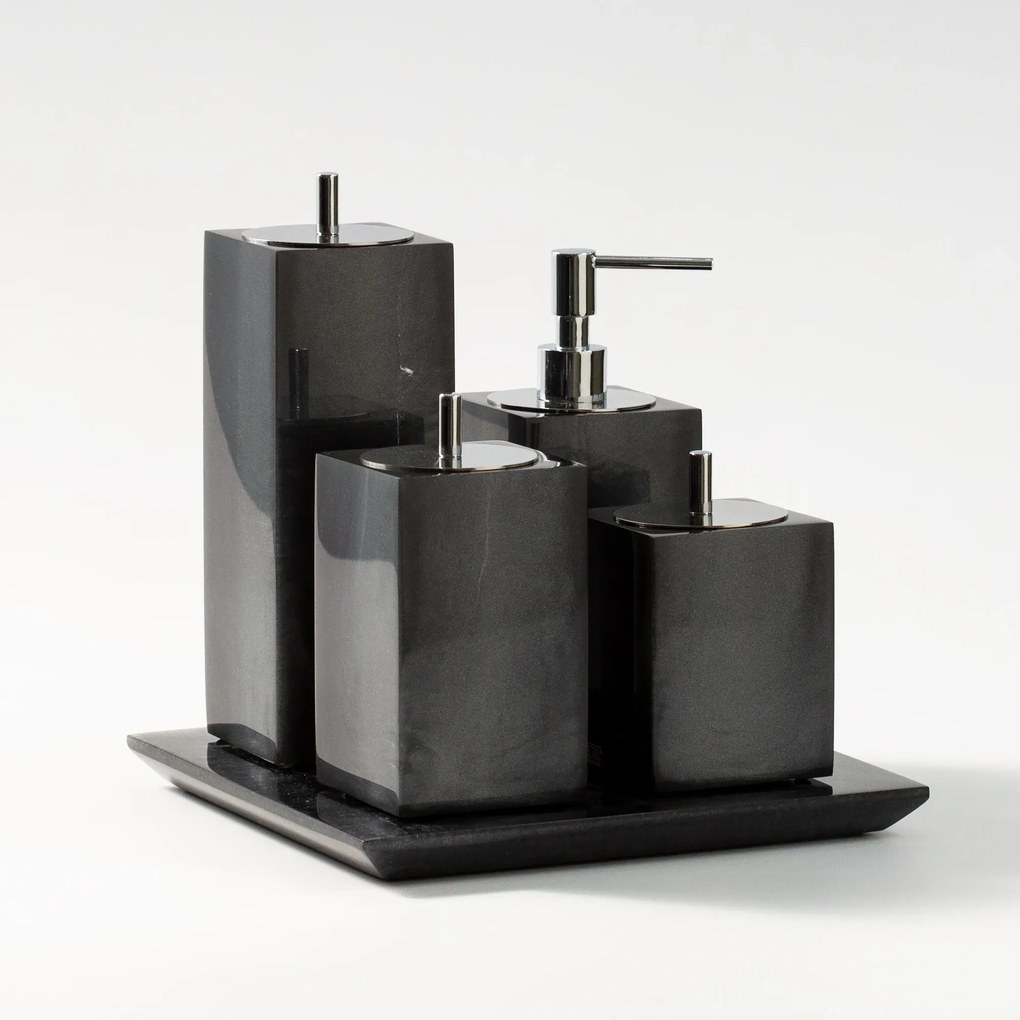 Conjunto Banheiro 4pçs Resina CHUMBO – CROMADO Chumbo - Cromado