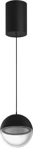 Pendente Led Aco E Aluminio Preto 6W 3000K Hemisferio