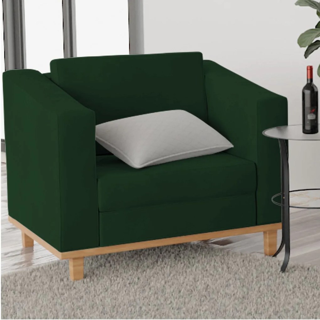 Kit Sofá 2 Lugares e 2 Poltronas Europa Suede Verde ADJ Decor