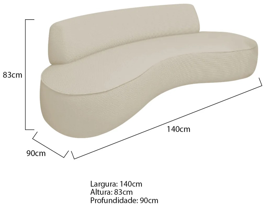Sofá Curvo 140cm 2 Lugares e 1 Poltrona Amsterdã Bouclé - ADJ Decor