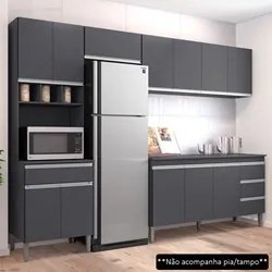 Cozinha Modulada 4 Peças Balcão sem Tampo 160cm Andréia Cinza - AJL Mó