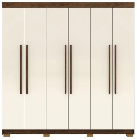 Guarda Roupa Elegance 6 Portas Imbuia/Champanhe - Vila Rica Móveis