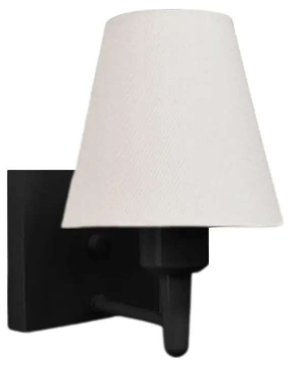Arandela Quadrada Md-2034 Preto Cúpula em Tecido Cone Branco - Bivolt