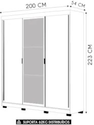 Guarda Roupa Casal 200cm Com Espelho Porto Flex Imbuia/Fendi - Vila Ri