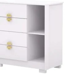 Cômoda Para Quarto 93cm Com 1 Porta Nara Flex Branco V02 - Mpozenato