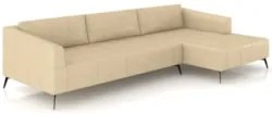Sofá 4 Lugares 286cm Com Chaise Direito Eko Couro Bege Z55 - Mpozenato