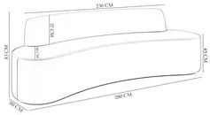 Sofá 5 Lugares para Sala de Estar Living 280cm Koane D06 Bouclê Castor