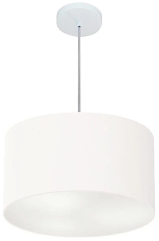 Lustre Pendente Cilíndrico Md-4244 Cúpula em Tecido 40x25cm Branco - Bivolt