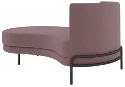 Chaise Longue Divã 164cm Braço Direito Logus D06 Veludo Rosê - Mpozena