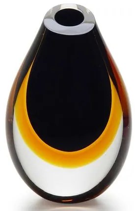 Gota Baixa Bicolor Preta com Âmbar Murano Cristais Cadoro