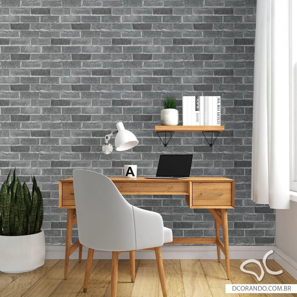 Papel de Parede Tijolo Tons de Cinza