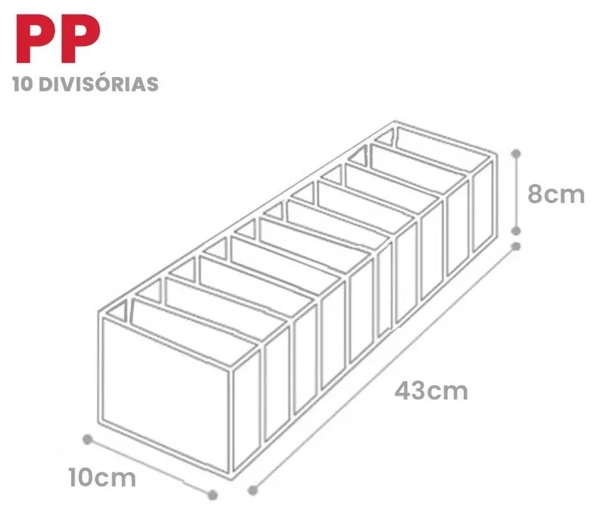 Kit Com 3 Organizadores de Gaveta Invisíveis PP - 10 nichos
