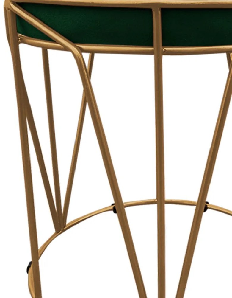 Puff Multiuso com Mesa Babu 2 em 1 Suede Base Dourado D'Rossi - Verde