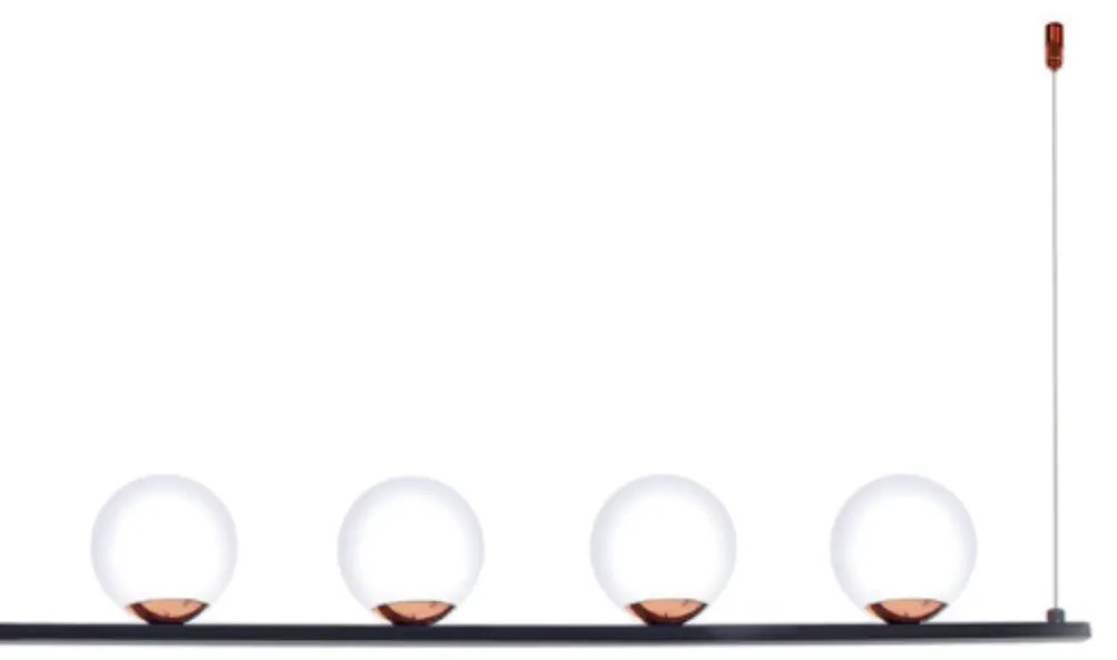 Pendente Retangular Alça 130X10X40Cm Metal E Globo Ø10Cm 06Xg9 | Old A... (PRETO, AMBAR)