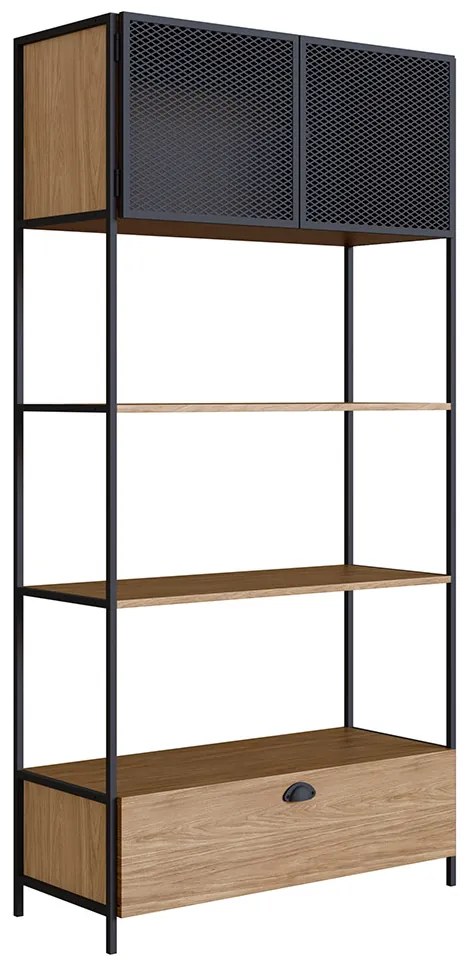 Estante 01 Porta New 180 cm Hanover e Preto - D'Rossi
