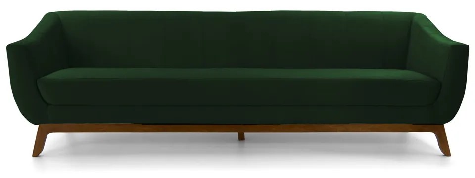 Sofá 3 Lugares Odeon D07 230cm Base Madeira Veludo Esmeralda - D'Rossi