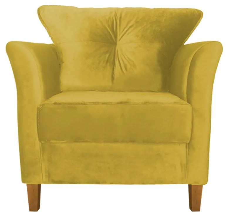 Kit Sofá Namoradeira + 2 Poltronas Ibis Decorativa, Sala Suede Amarelo