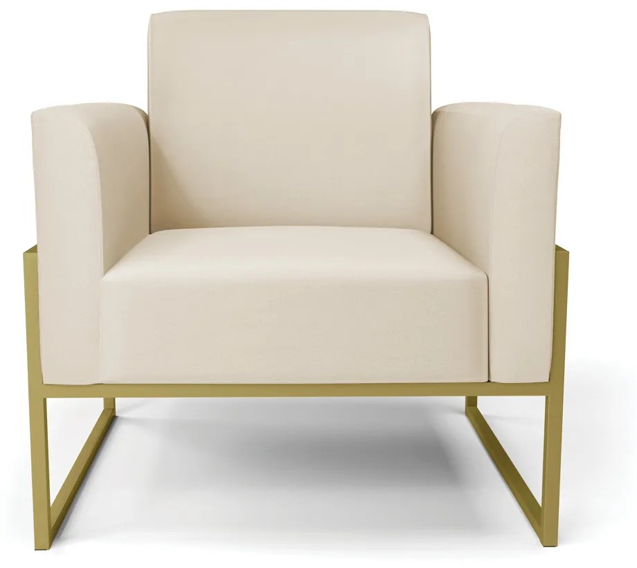 Kit 2 Poltronas Base Industrial Alta Dourado Marisa Corino D03 - D'Rossi - Bege