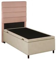Cabeceira com Base Cama Box Baú Solteiro 88x188cm Hit ID5 Linho Rosê/S