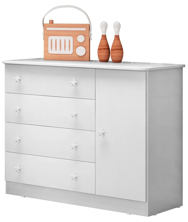 Comoda Sapateira Infantil 1 Porta e 4 Gavetas Brilhar Q01 -ADJ Decor