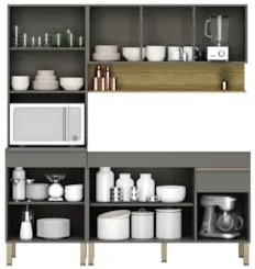 Armário de Cozinha 3 Peças Balcão 120cm sem Tampo Lina03 Z06 Gris/Frei