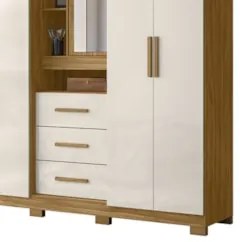 Guarda Roupa Casal 195cm Com Espelho Cieza Freijó/Off Z17    - Mpozena