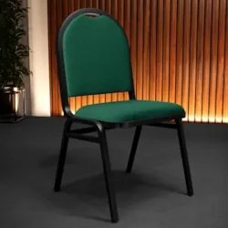 Cadeira Hoteleira Auditório Empilhável Linho Z33 Verde - Mpozenato