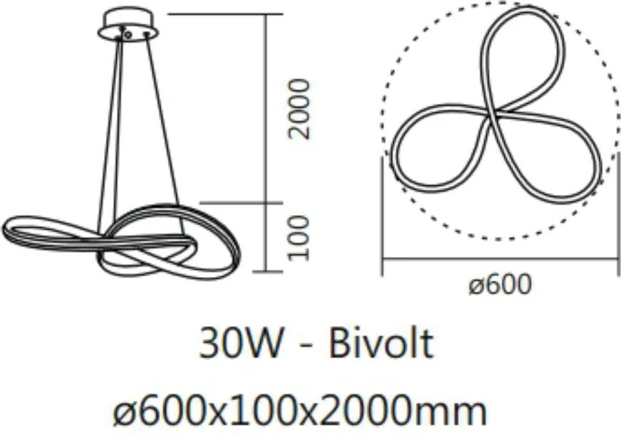 Pendente Trilha Ø60X10Cm Led 30W 3000K Bivolt / Dourado |S&l Iluminaçã... (Dourado)