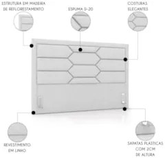 Cabeceira Cama Box Casal Queen 160cm Texas Z37 Linho Cinza Claro - Mpo