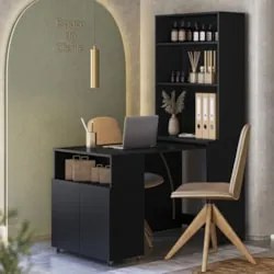 Estante Escrivaninha Com Mesa Bancada Retrátil Salt Preto Z06 - Mpozen