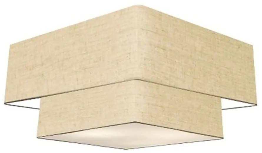Plafon Duplo Quadrado Md-3022 Cúpula em Tecido 25/50x35cm Rústico Bege - Bivolt