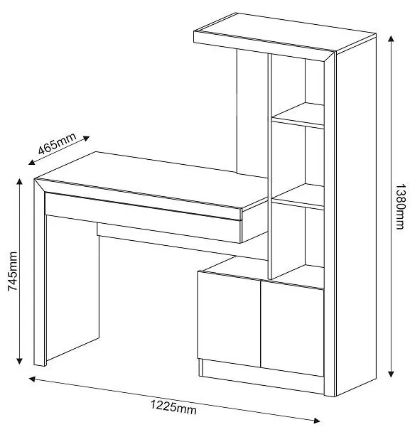 Mesa escrivaninha Estante Home Office 2 portas 1 Gaveta Ngal
